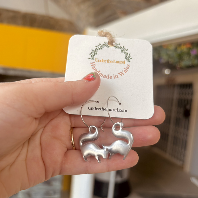 Squirrel Earrings- Silver