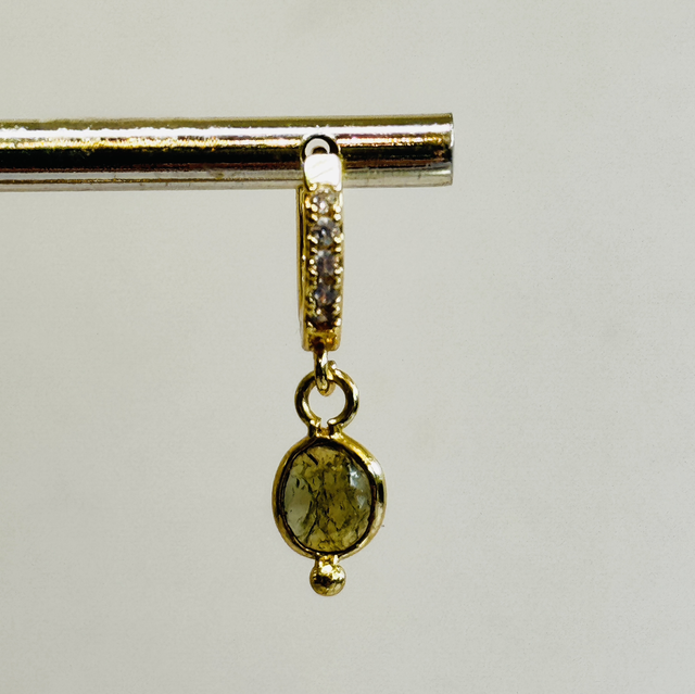 Créoles Galet Tourmaline Vert Olive