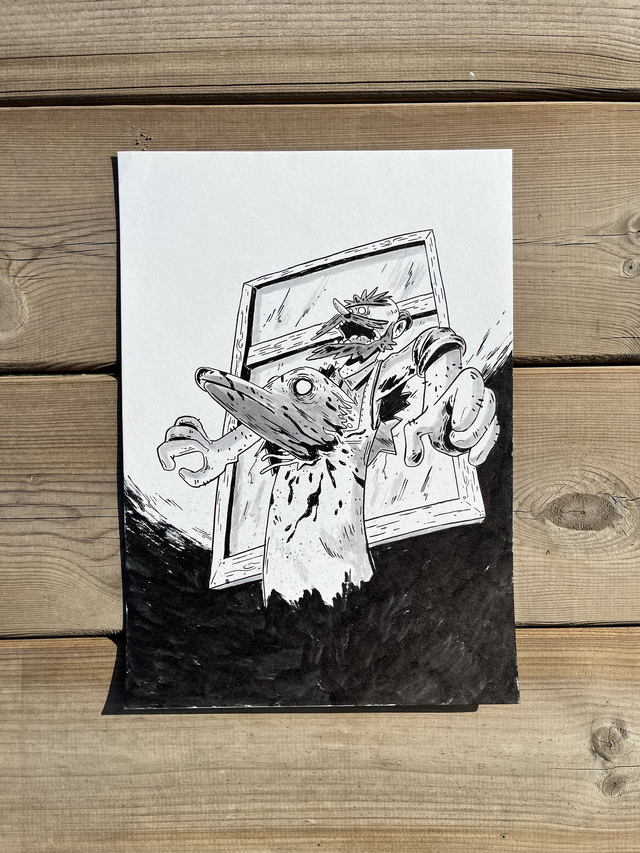 Dibujo Original Los Simpson "Casa del terror: Willie y el delfín" 