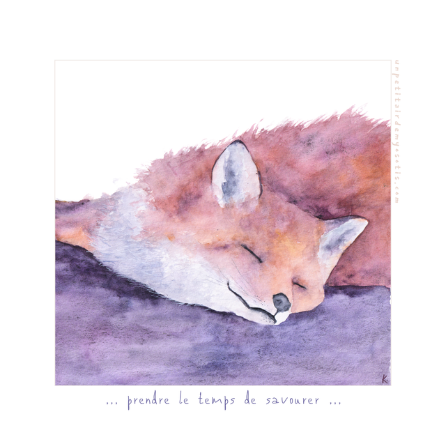 Carte-poème Renard endormi