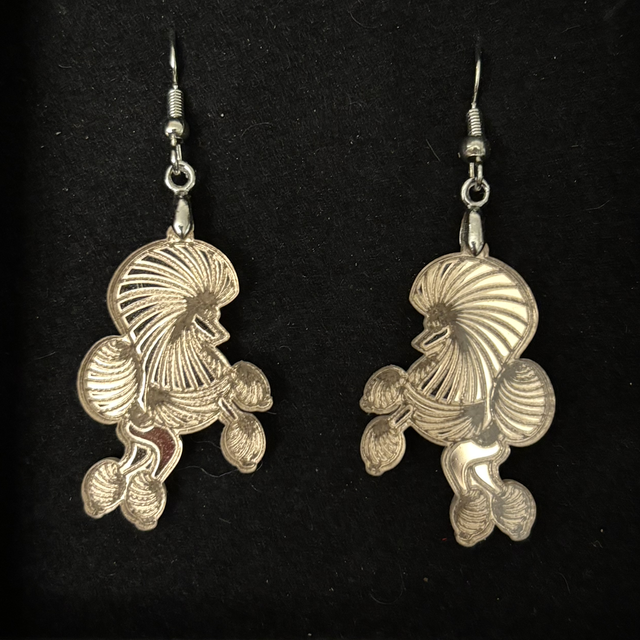 Acrylic - Earrings Poodle Continental Rose Gold Mirror