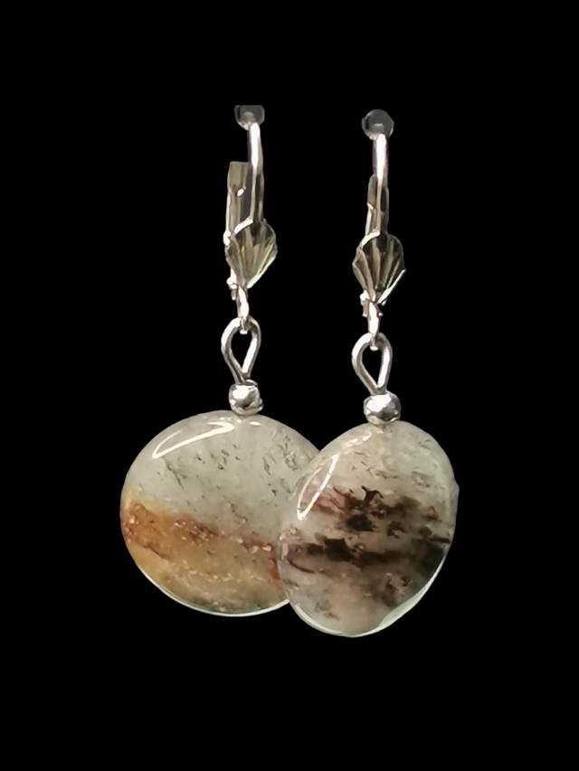 Boucles d&#039;oreilles quartz lodolite
