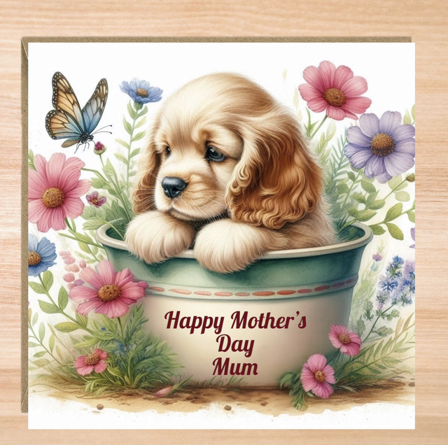 Personalised Cocker Spaniel Puppy Mother’s Day Card