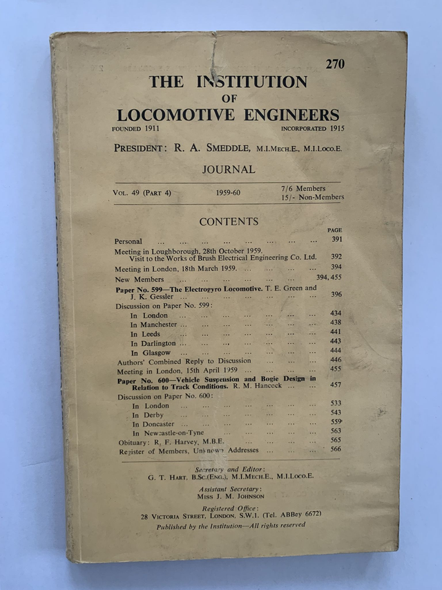 The Institution Of Locomotive Engineers Journal Vol. 49 Part No.4 1959/60