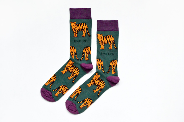 'Save the Tigers' Bamboo Socks, Bare Kind - adult