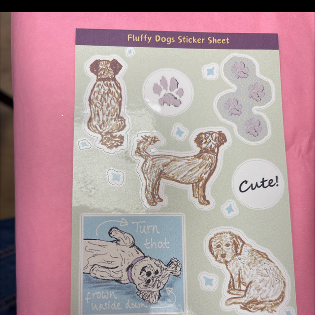 Sticker sheet fluffy dogs Amelia Paveley 