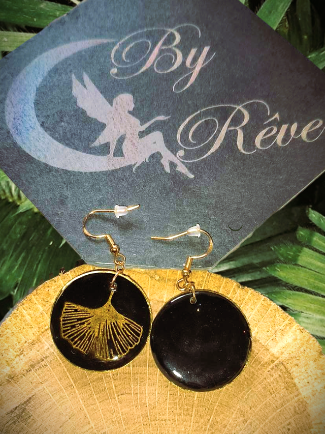 BOUCLES D'OREILLES  - FEUILLES DE GINKGO