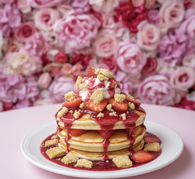 Strawberry Shortcake Pancake Stack