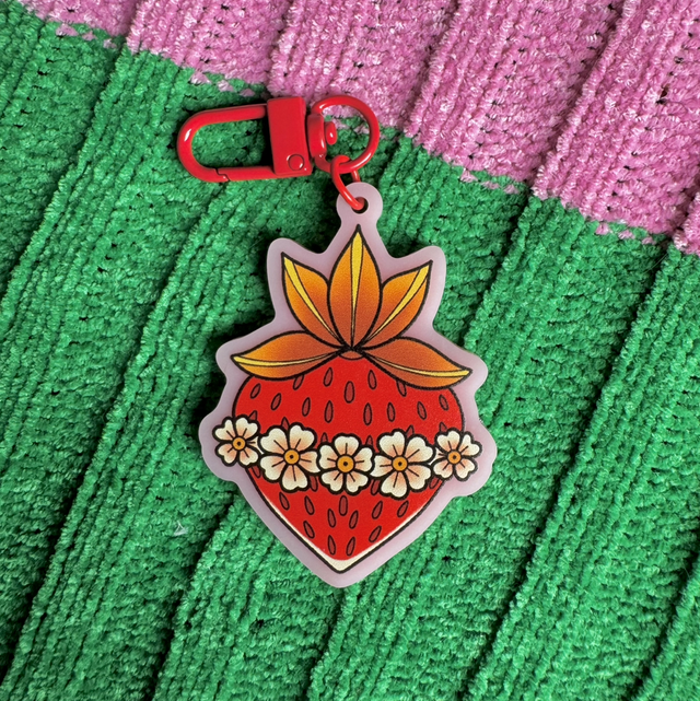 Strawberry Heart Keyring