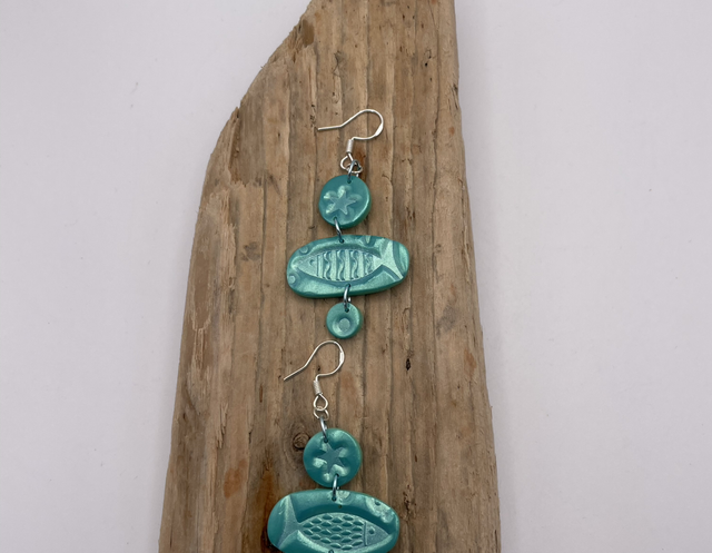 Turquoise abstract shimmer earrings
