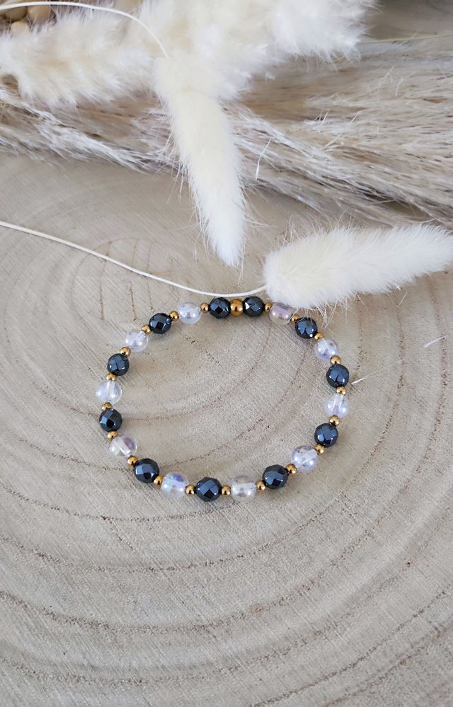 Bracelet "Confiance en soi" Hématite facettée