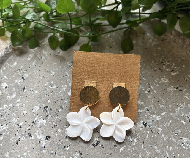 Boucles d’oreilles fantaisie doré et nacré