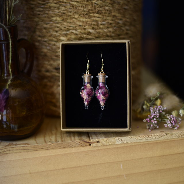 boucles d’oreilles fioles rosa gold