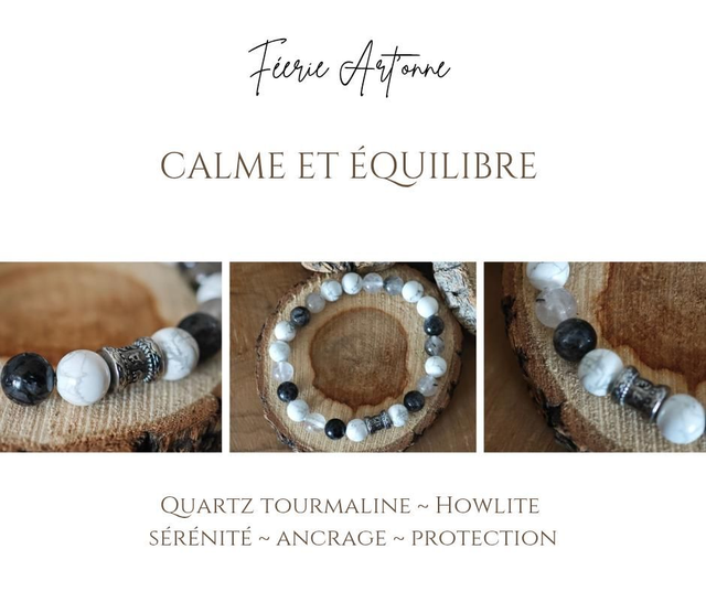 Quartz tourmaline &amp; Howlite 