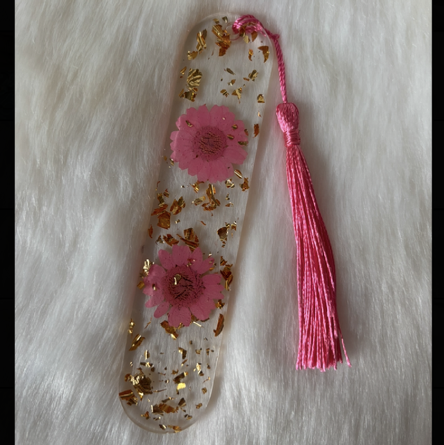 Marque-pages fleurs rose