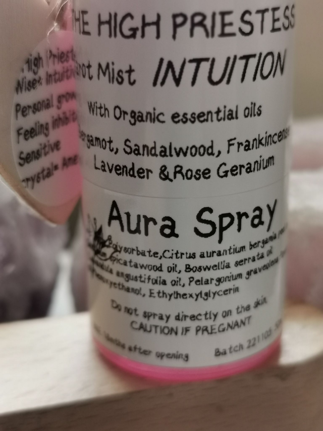 Aura Spray. TAROT (THE HIGH PRIESTESS). 50ml WITH FREE CRYSTAL
