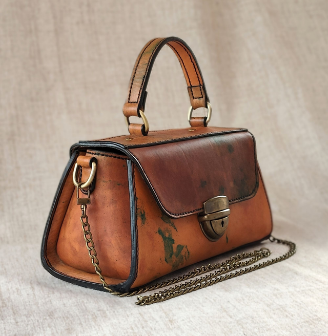 Sac à main en cuir marbré- Gaïa