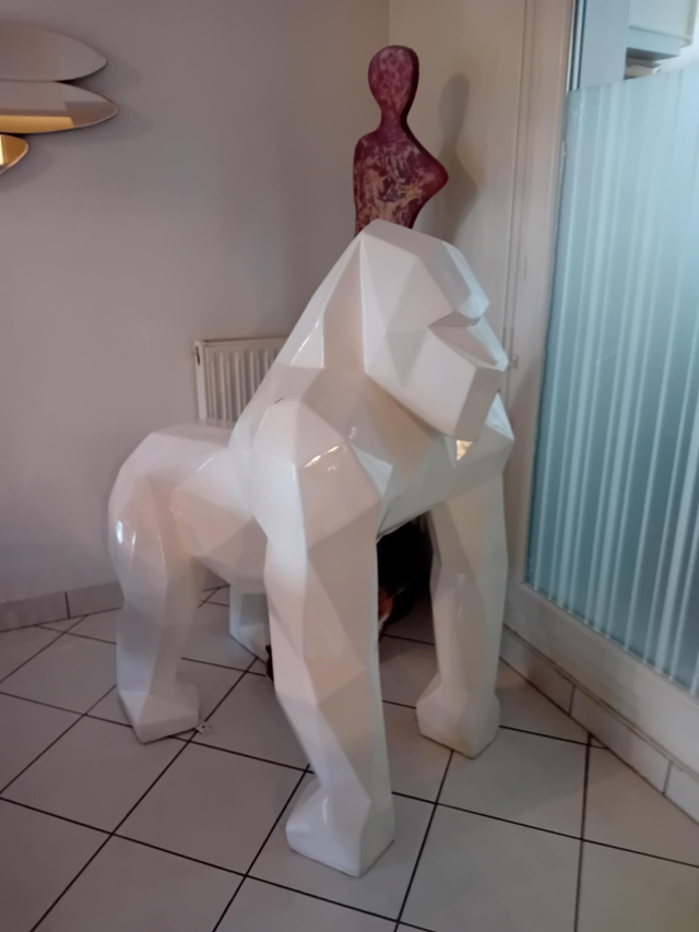 GORILLE ORIGAMI BLANC 
