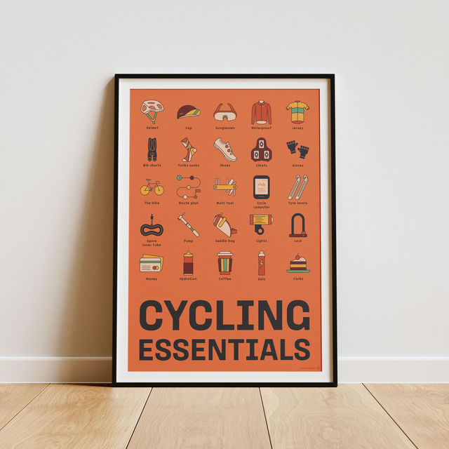 Cycling Essentials Print (A4 &amp; A3 sizes)