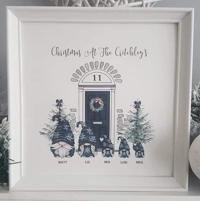 Navy blue personalised gonk print and frame 