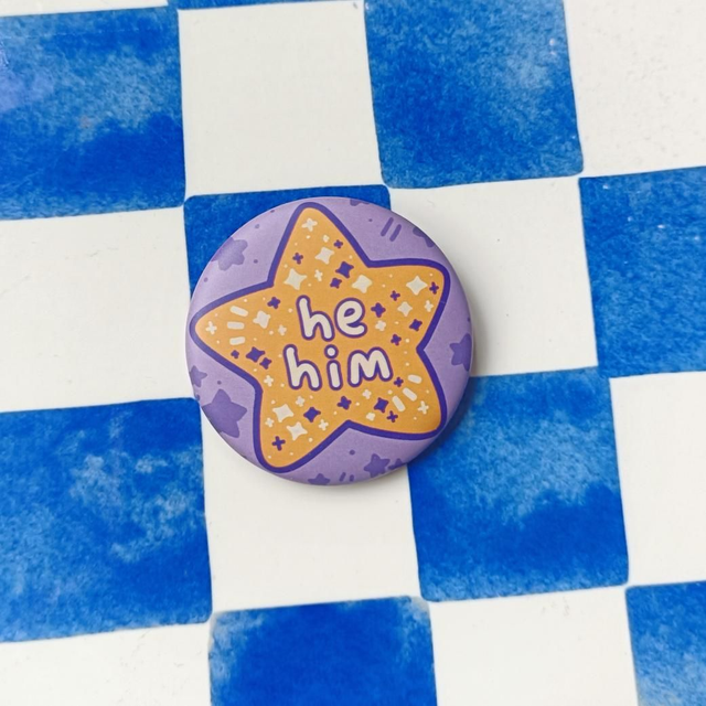 pronoun button pins - hims