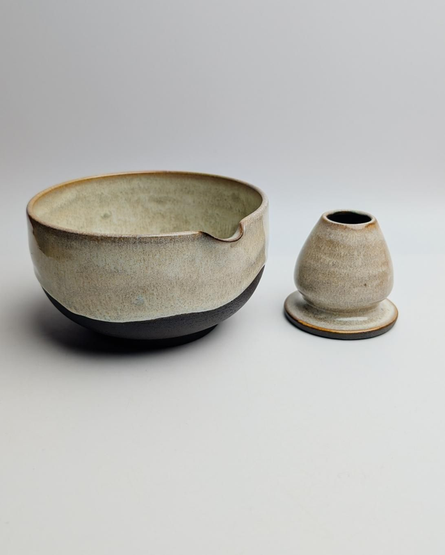 Zestaw katakuchi i chasentate "ciasto czekoladowe z lukrem"