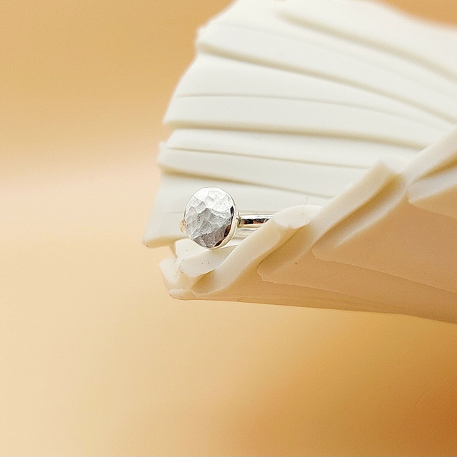 Sterling silver hammered nugget ring