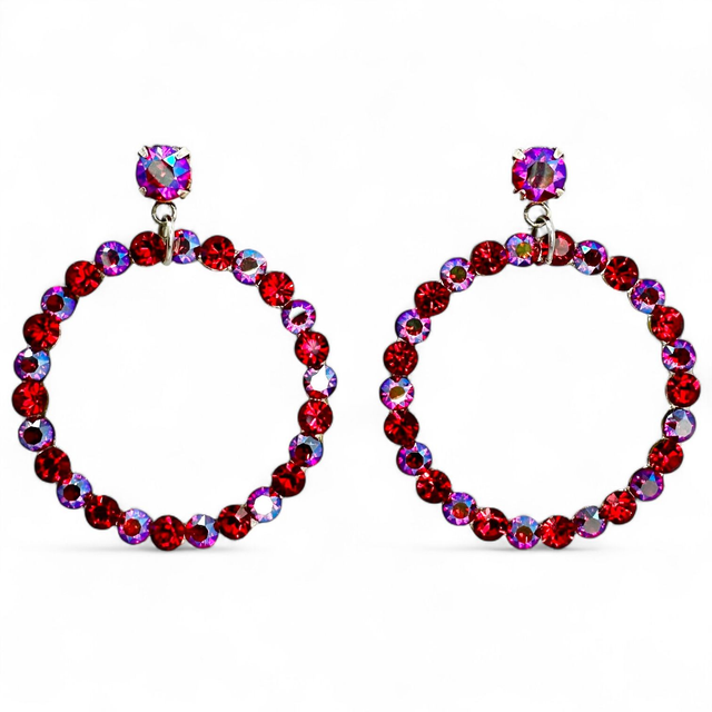 MAGIC CIRCLE BIG Ohrstecker Light Siam Shimmer Mix, Rot