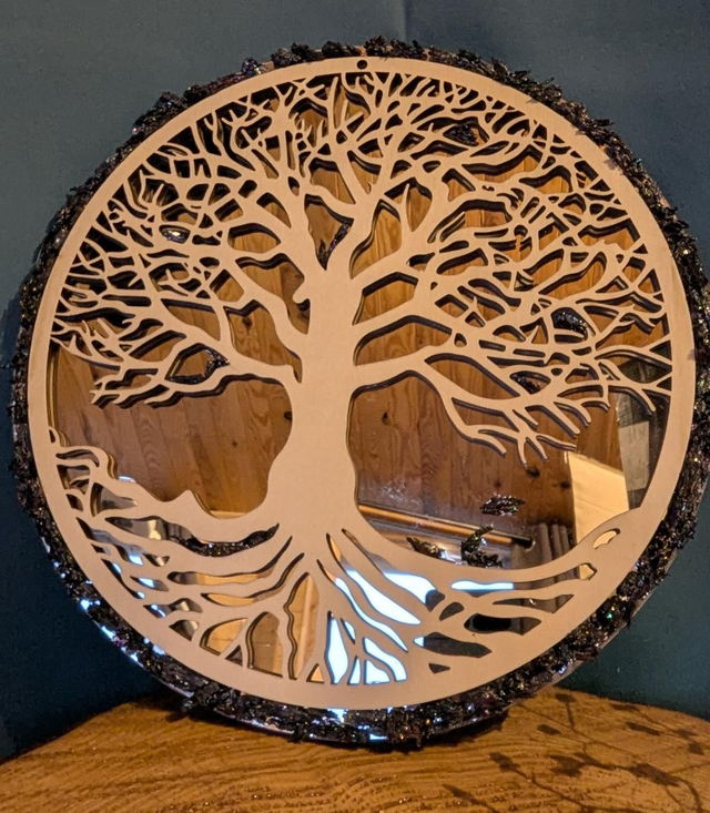Miroir Arbre de Vie serti de Carborandite 
