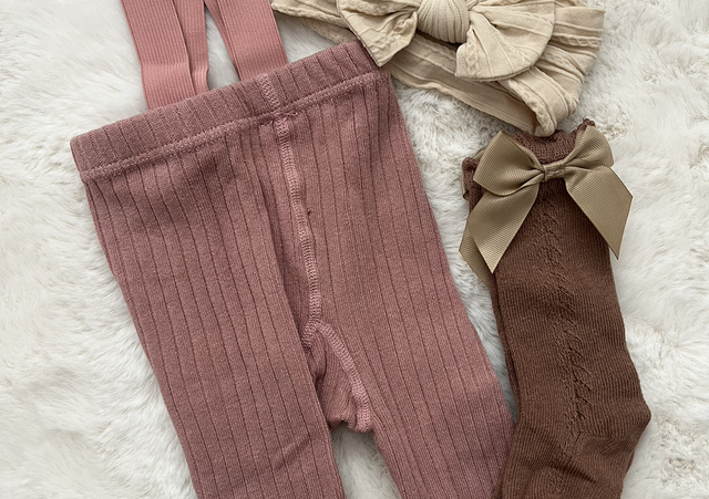 Rib dungaree leggings - rose 