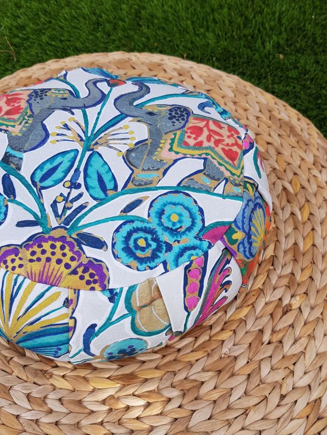Mini Zafu pour enfant - motifs d'éléphants multicolores - KERALA