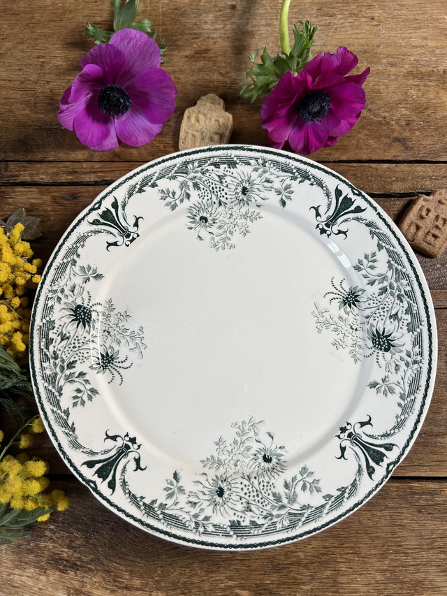 MOLIERE - Plat piédouche (ou présentoir) signé Sarreguemines - Terre de Fer