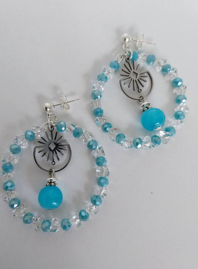 ✨Boucles d’oreilles &quot;cristal argentées étoile bleue&quot;✨