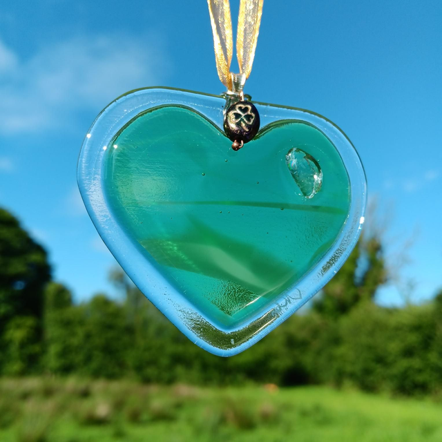 Fused glass Green Heart