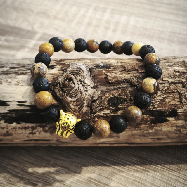 Léopard Jaspe paysage et Pierre de lave