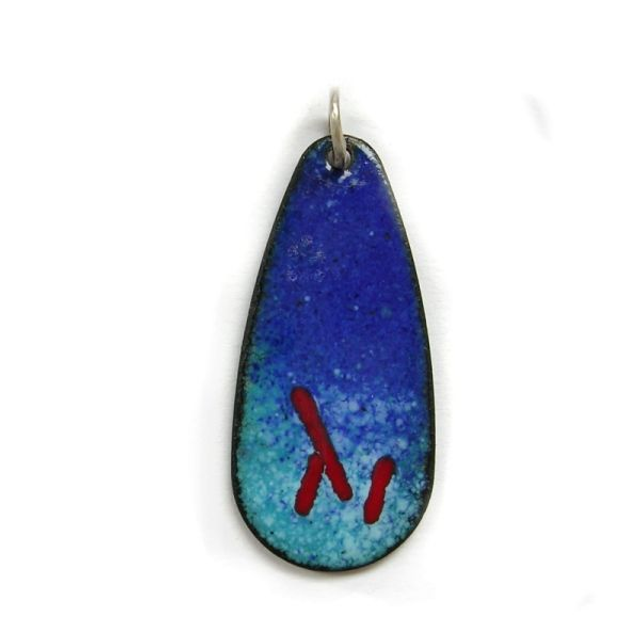 Blue enamel pendant - EP005