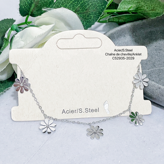 Chaîne de cheville multi fleur 