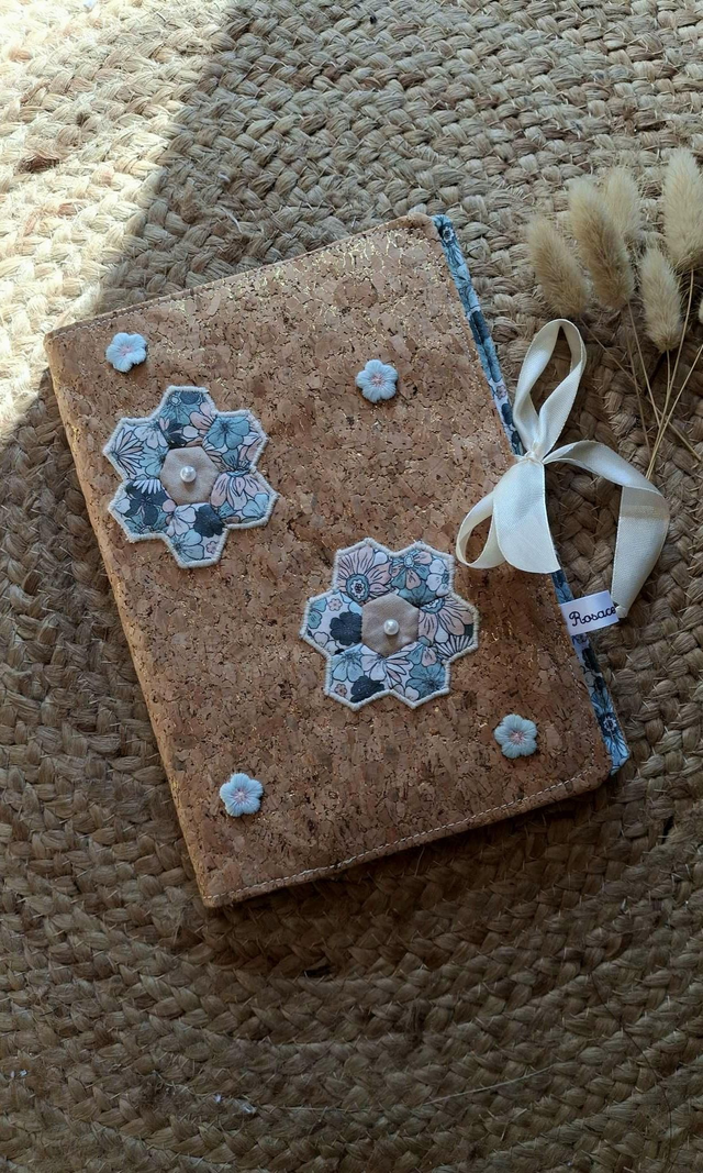 Protège agenda en liège 'Coup cœur fleuri'