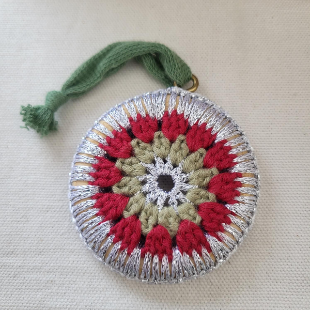 Crocheted Mandala Decoration - Silver Border