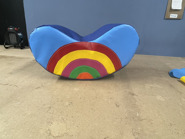 2tone blue appliqué rainbow Jelly bean rocker 