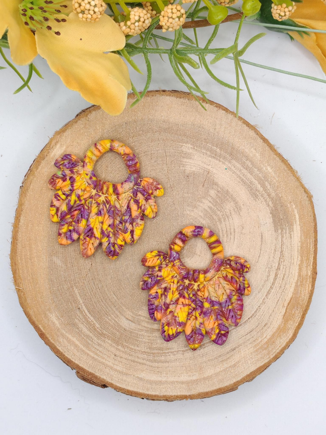 Totems Plumes marbré Violet/Jaune