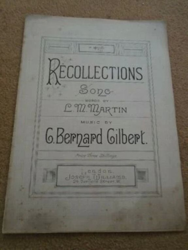 Recollections Song LM Martin, G Bernard Gilbert Vintage Sheet Music