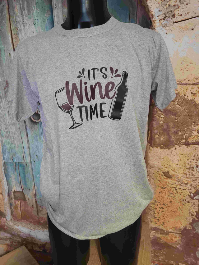 T-SHIRT GRIS HOMME 2XL (BZ22) ITS WINE TIME