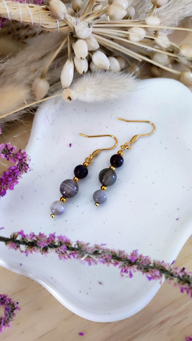 Boucles d'oreilles Agate de Botswana