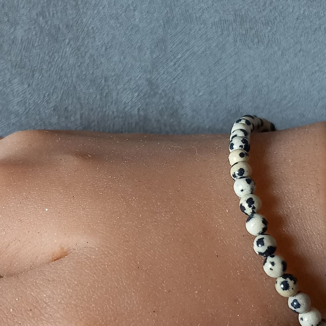 Bracelet ajustable en Jaspe dalmatien