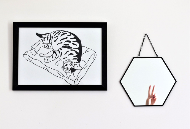 Linogravure A4 chat tigré