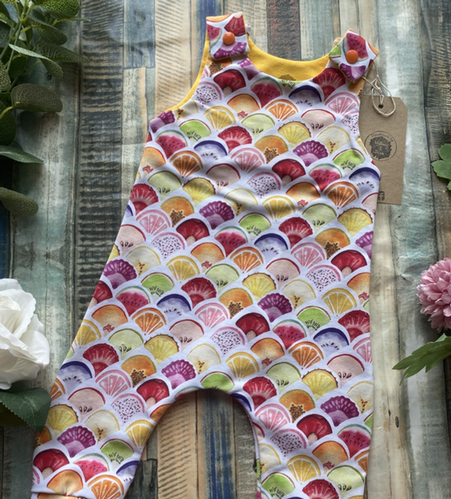 Scalloped Fruit Dungarees 3-6m