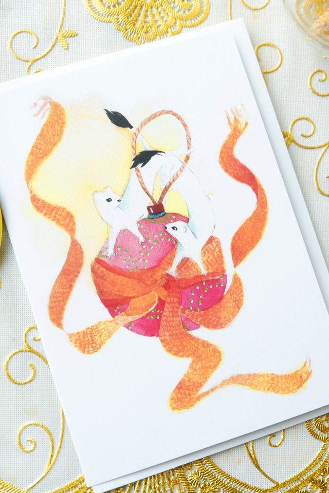 Carte de voeux Illustration "Les deux hermines"