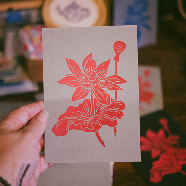 Linogravure - Lotus - A6