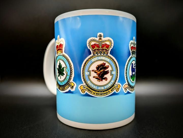 Coffee Mug Depicting 5(F), 11(F) and RAF Binbrook Royal Crests.